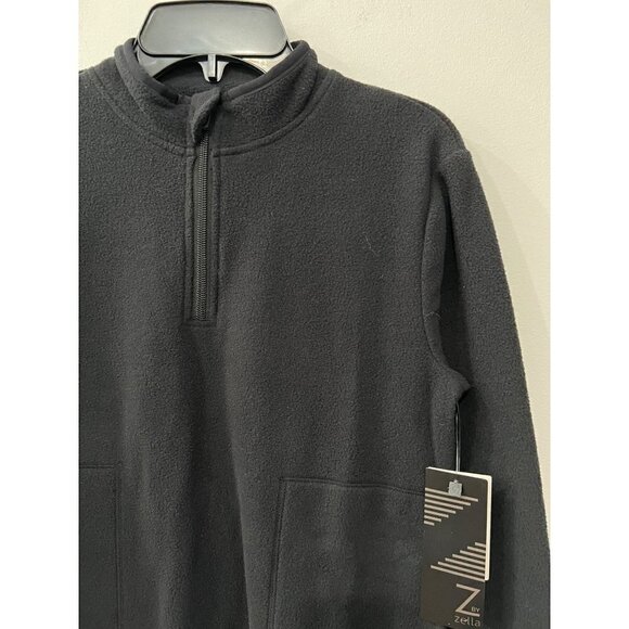 New Z by Zella Kids Size L (10/12) Quarter Zip Fleece Top Black Front Pockets - Picture 11 of 12